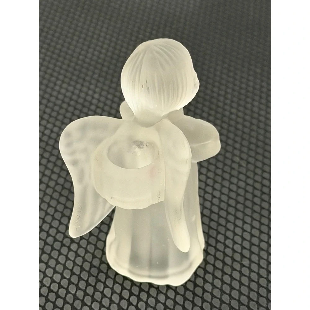 Crystal Caroling Angels Candle Holders Frosted Playing Musical Instruments Set 3
